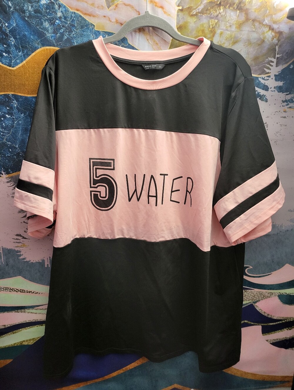 NWOT Shein Colorblock Tee - Black & Light Pink